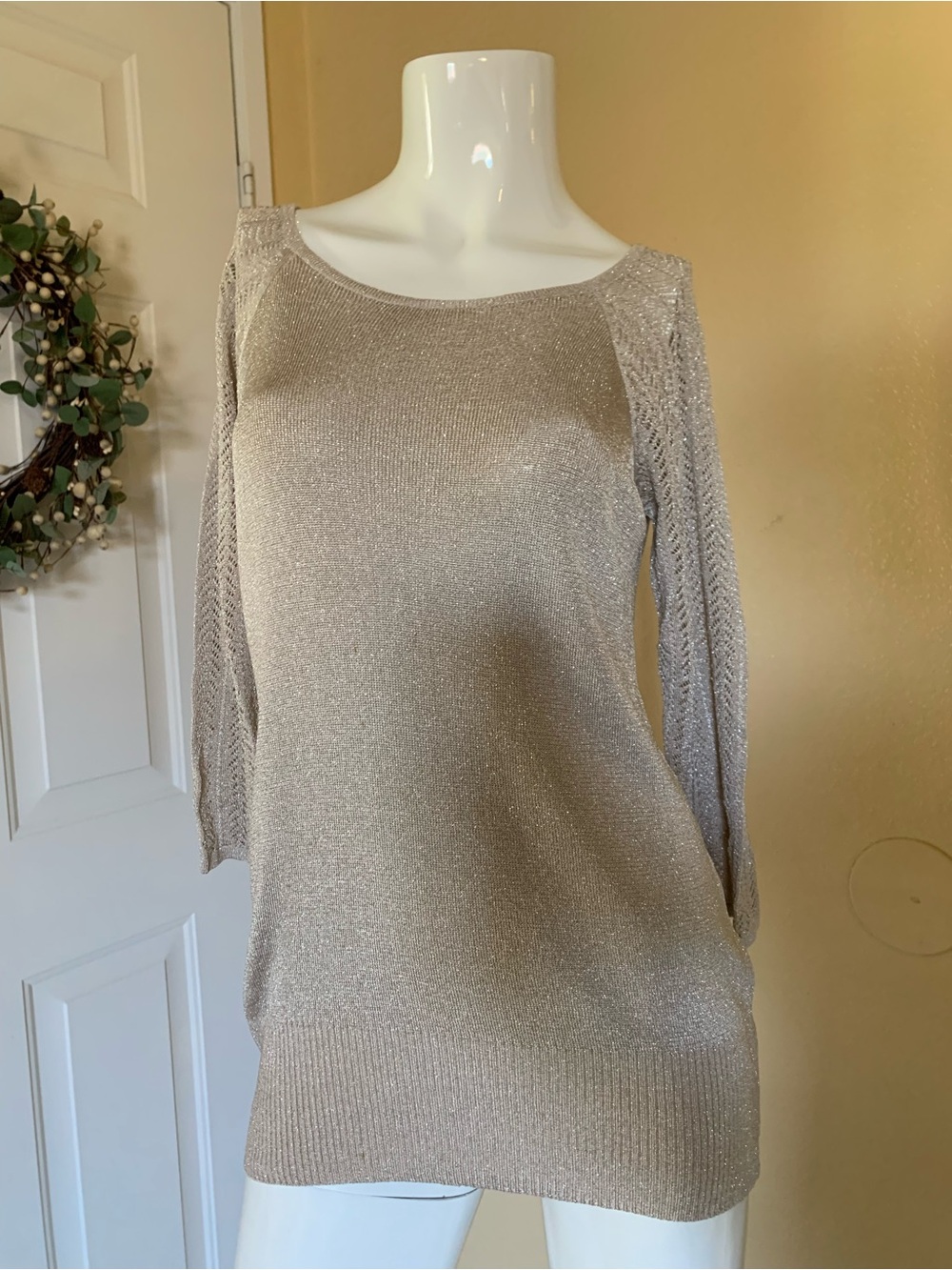 Chico's Champagne Gold Metallic Sweater